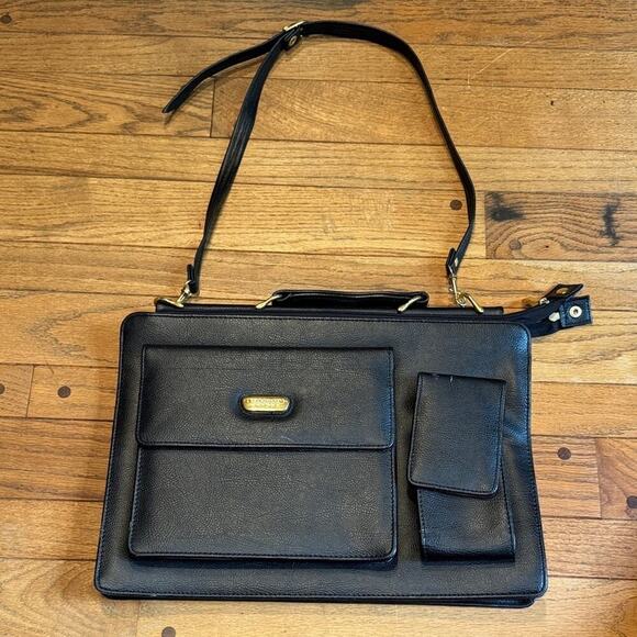 Pierre Balmain Black Leather Briefcase - Picture 1 of 7